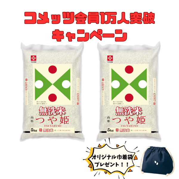 【会員数1万人突破キャンペーン】無洗米 山形県産つや姫5kg×2